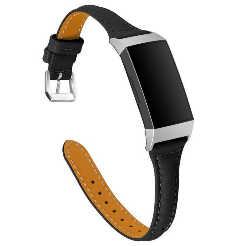 Pulseira de relógio de couro ajustável cinta t forma pino fitbit fitbit pulseiras de pulso acessórios para carga 3