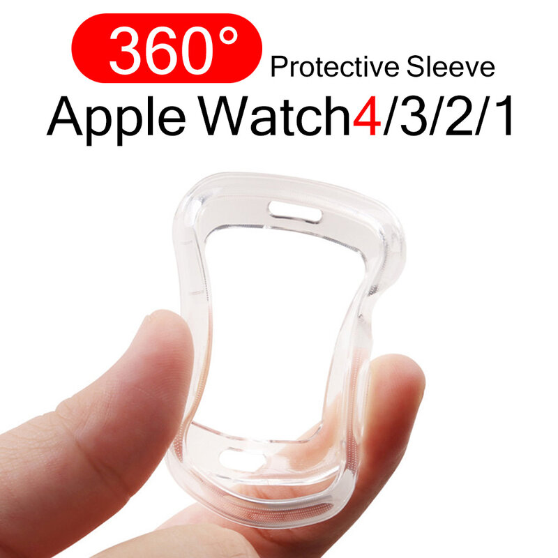 Étui de protection pour Apple Watch 6 SE 5 4 3 2 1 40MM 44MM 360, couvercle complet en TPU transparent pour Iwatch 5 4 3 2 1 38MM 42MM