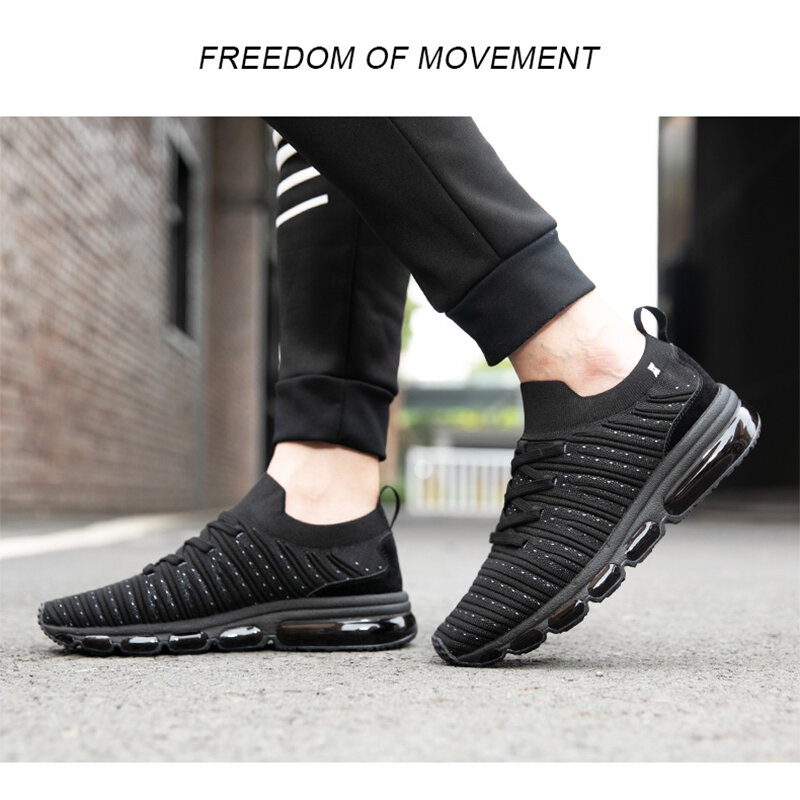 ONEMIX Sport Shoes Men Sneakers Loafer Comfortable Knitted Fabric Air Cushion Sock Shoes Casual Jogging Shoes Male Running Shoes