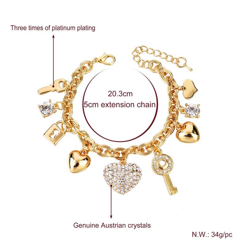 LongWay Heart Beetle Charm bracciali braccialetti per donna bracciale Color oro catena di cristallo austriaco Pulseras SBR140221
