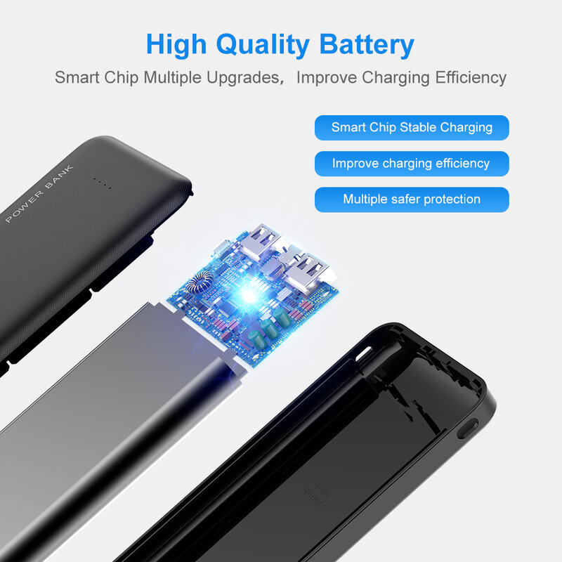 Flovme-Samsung,Xiaomi Mi用のポータブルバッテリー充電器,10000 mAh,10000 mAh