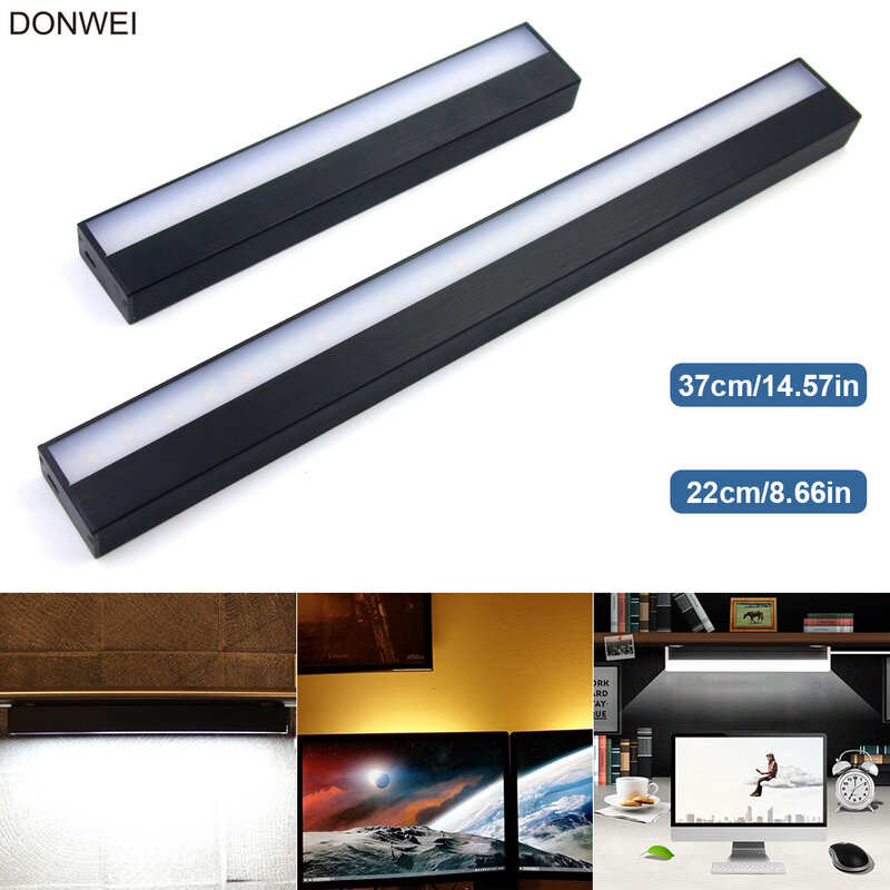 USB Charging Touch Switch Dimmable Night Light Mirror Lights Long Strips Aluminum Wall Lamp For Cabinet Bedside Bathroom Kitchen