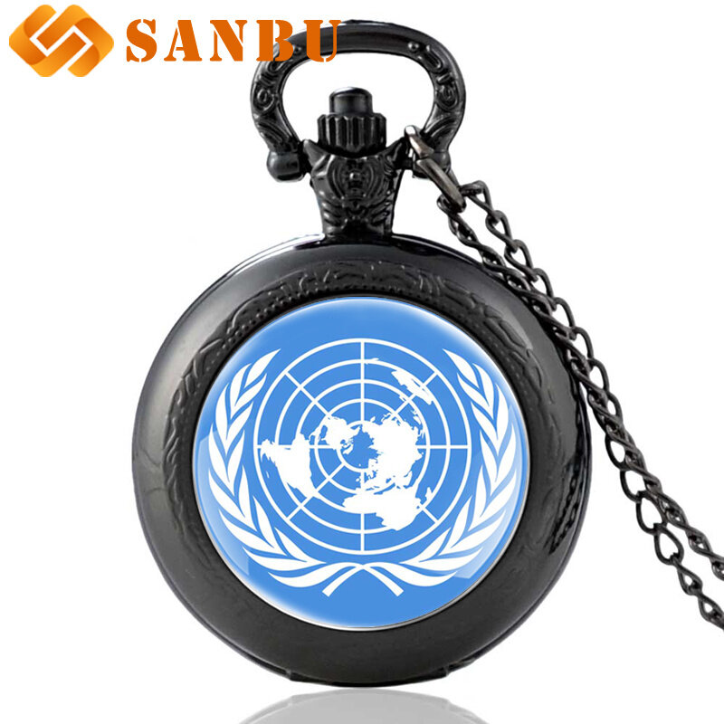 Винтажные кварцевые карманные часы из стекла с логотипом ООН