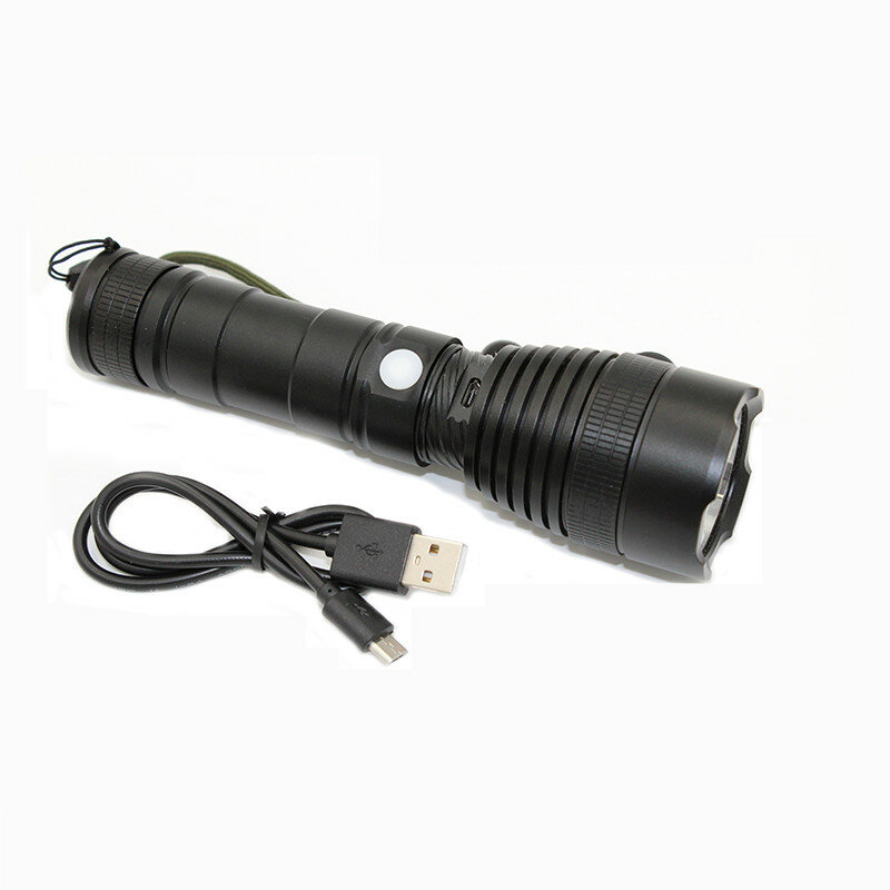 USB Berguna LED Torch Flash Light Saku LED Rechargeable Lampu untuk Outdoor Berburu 3 Model Hitam