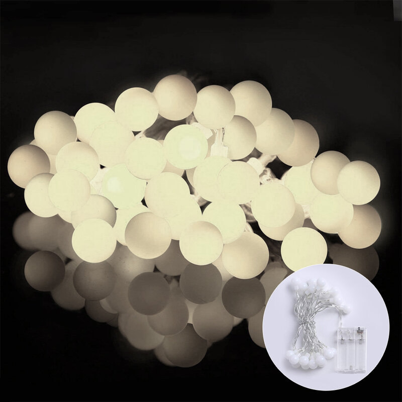 1.5M 3M 5M Fairy Garland Waterproof LED Ball String Lights For Christmas Tree Wedding Home Indoor Decoration Battery Powered