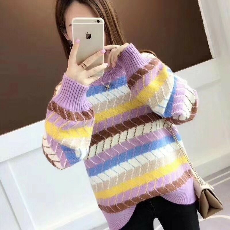 Assorted Colors Loose Knit Sweater for Students Girls