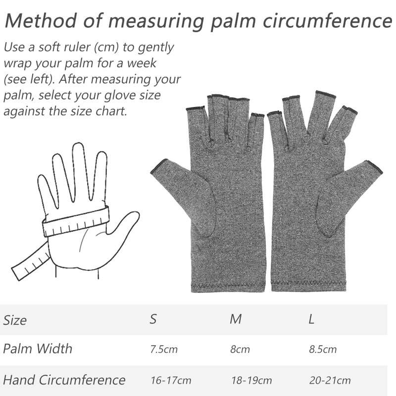 Rękawice kompresyjne Aptoco Relief zapalenie stawów terapia ból stawów rękawice jony miedzi antypoślizgowe rękawice pół palca dla kobiet i mężczyzn