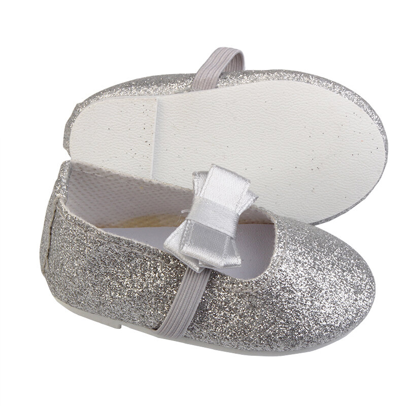 7.5cm srebrny Bowknot buty dla lalek nadaje się do wszystkich 18-cal lalki delikatne Twinkle łuk buty dla amerykańskiej BJD Blyth dziewczyna lalka