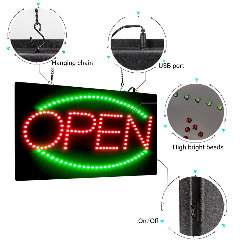Animated LED Open Teken Reclame Licht Boord Mall Helder Animated Sport Neon Commerciële Billboard met US EU UK Plug