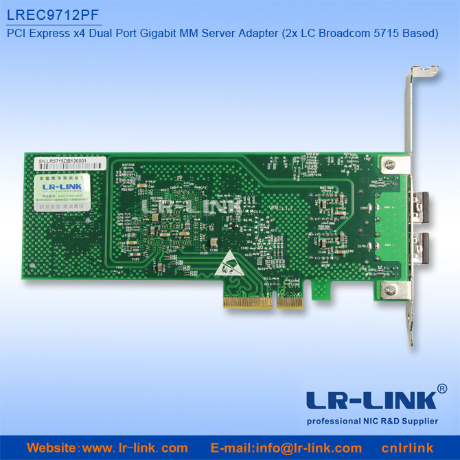 LR-LINK 9712pf gigabit ethernet placa de rede dupla porta 1000mbase-sx pci-express adaptador de servidor de fibra óptica broadcom bcm5715