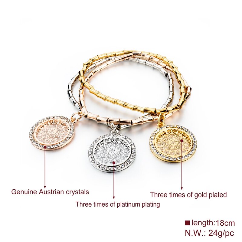 LongWay High Qualiry Crystal Bracelets Bangles For Women Hot Sale Gold Color Round Bracelet Elastic Charm Pulseras SBR140632
