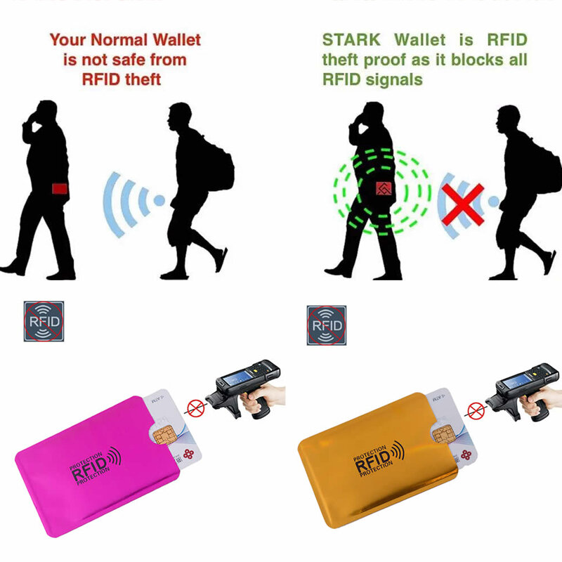 Anti Rfid Card Holder Nfc Blocking Reader Lock Id Bank Card Pouch Wallet Protection Metal Credit Card Case Accessories Supplies
