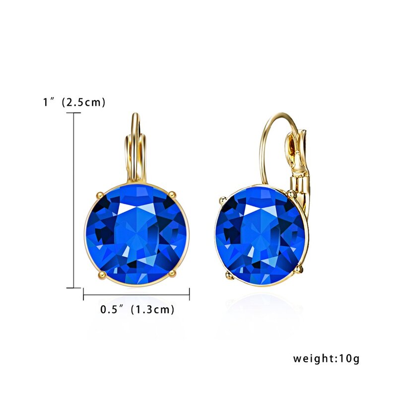 3 Sizes Female Gold Color Metal Stud Earrings Multicolor Round Crystal Earrings For Women Girl Fashion Wedding Jewelry Gifts