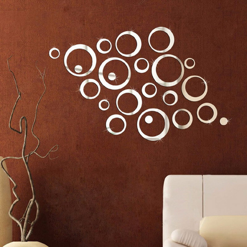 24 pièces cercles miroir Stickers muraux amovible décalcomanie vinyle Art Mural chambre décoration maison Adesivo De Parede livraison directe