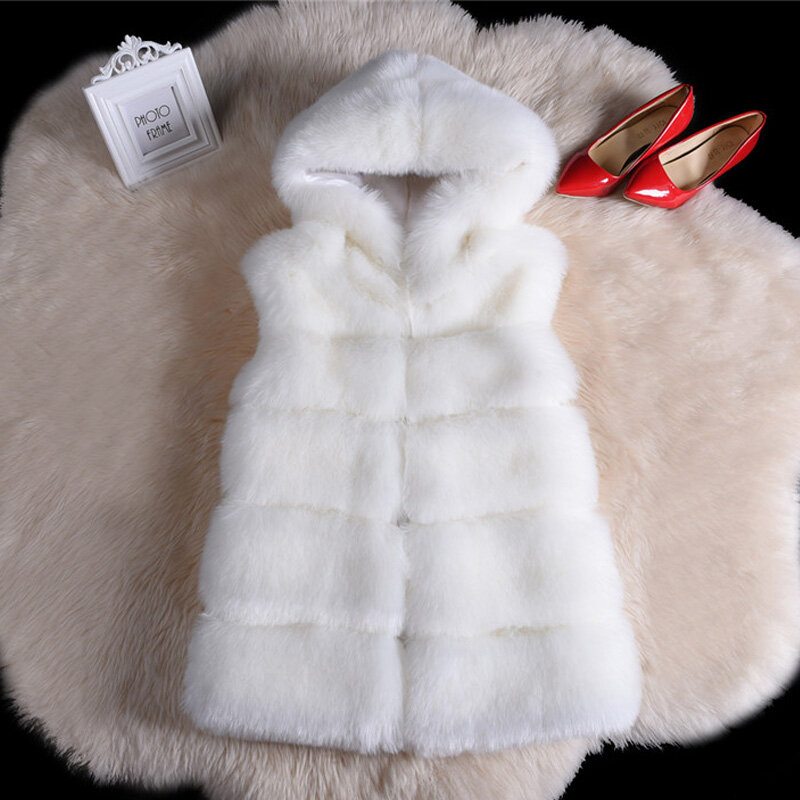 Chaleco de piel de alta calidad para mujer, abrigo de zorro de imitación de lujo, chaqueta cálida, moda de invierno