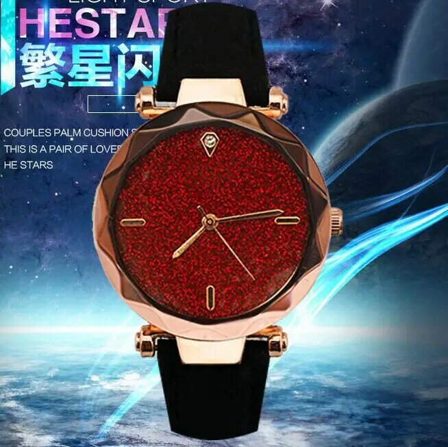高級女性の腕時計星空女性時計クォーツ腕時計ファッションレディース腕時計リロイ mujer レロジオ feminino