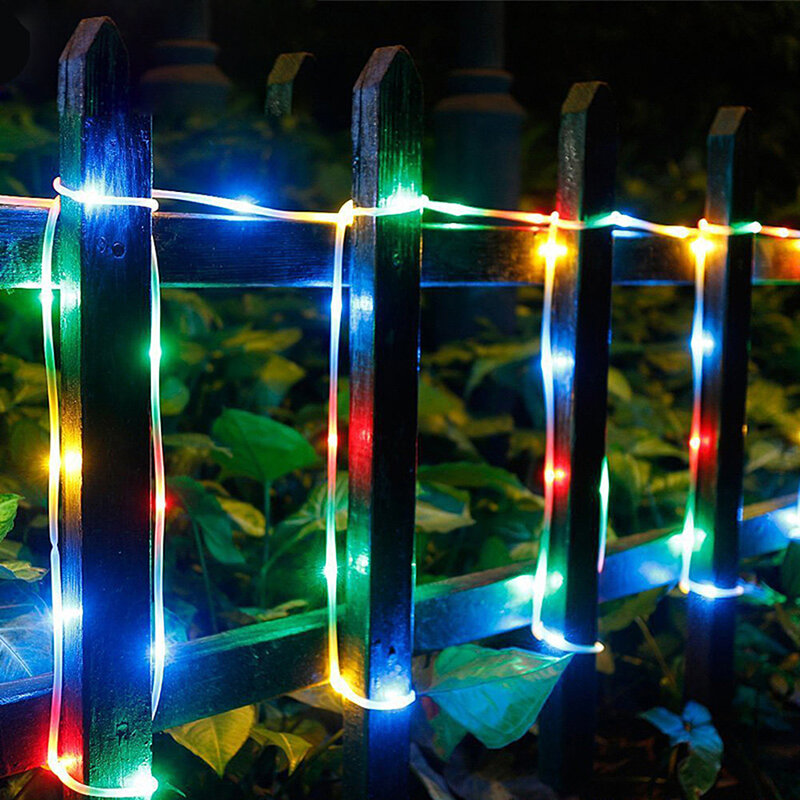 Thrisdar 10M 100 LED 구리 와이어 태양 LED 문자열 빛 야외 정원 밧줄 튜브 크리스마스 요정 문자열 빛 풍경 갈 랜드