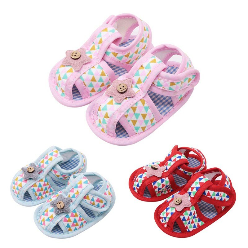 Summer Newborn Cotton Baby Girl Hollow Printed Soft-Soled Sandals Princess baby shoes