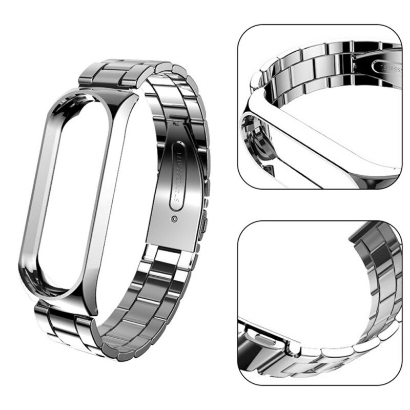 Bracelet en acier inoxydable pour mi band 4 bracelet de montre en métal bracelet intelligent mi band 4 sangles de montre remplaçables par ceinture mi 4