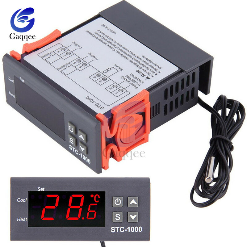 LED controlador de temperatura Digital de regulador STC-1000 DC 12 V-72 V 24 V 220 V termoregulador termostato incubadora W /calentador refrigerador