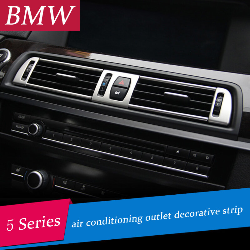 Chrome air conditioning vent frame cover trim interior sequins air outlet panel decorative strip 3D sticker for BMW f10 5 series