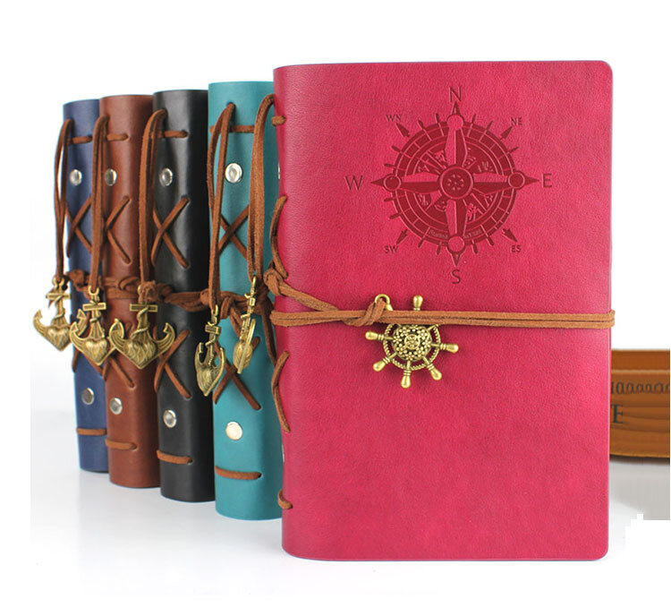 RuiZe-cuaderno de viaje de cuero de imitación, agenda de papel kraft en blanco, espiral, A6, cuaderno de papelería escolar