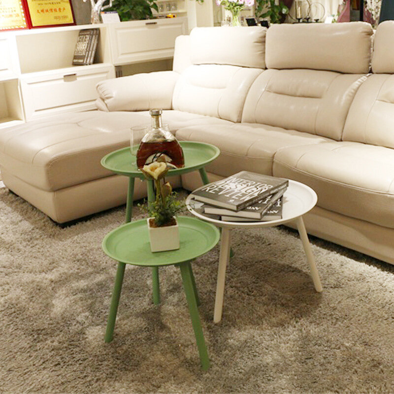 Mesa de café redonda colorida, mesa de café pequena e criativa de ferro forjado estilo nórdico 45*45cm para sala de estar