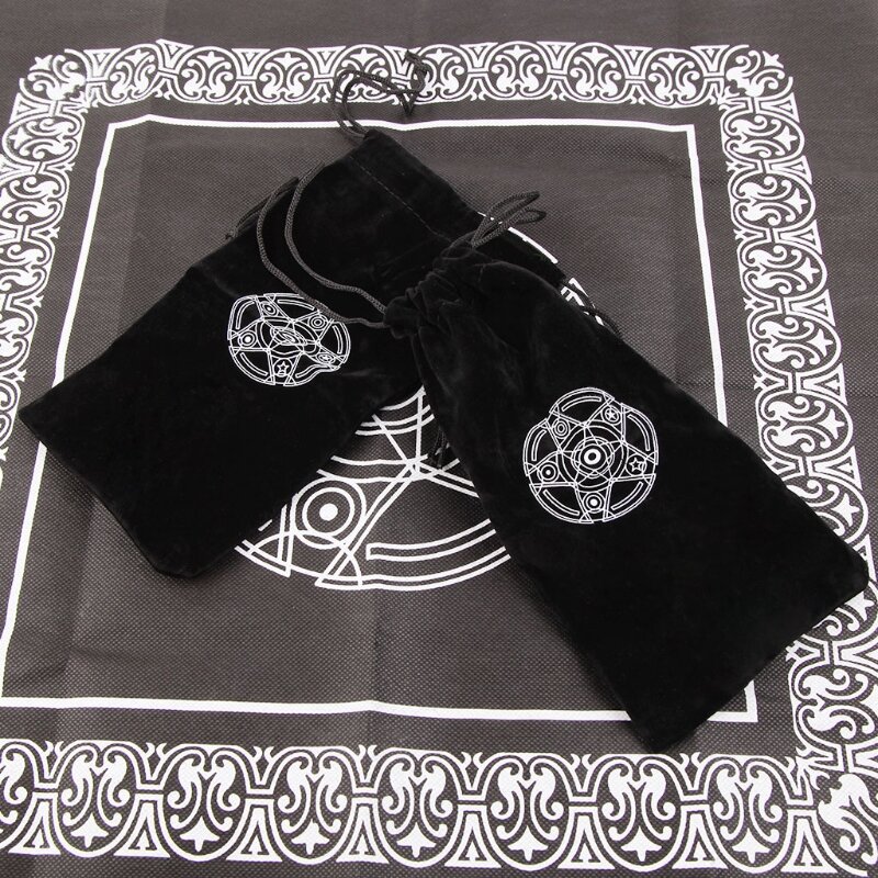 Veludo pentagrama tarô cartão saco de brinquedo jóias casa mini cordão pacote