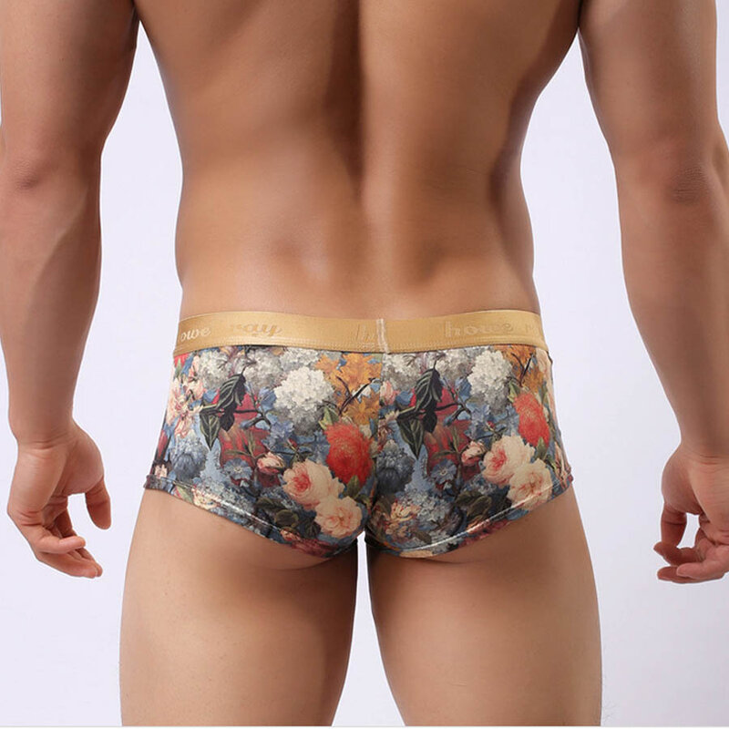 Băng Lụa Võ Sĩ Người Đàn Ông Thấp Eo Mens Sexy Đồ Lót Boxer Shorts U Lồi Bulge Pouch Hoa Boxershorts Underwear Nam Howe Ray in