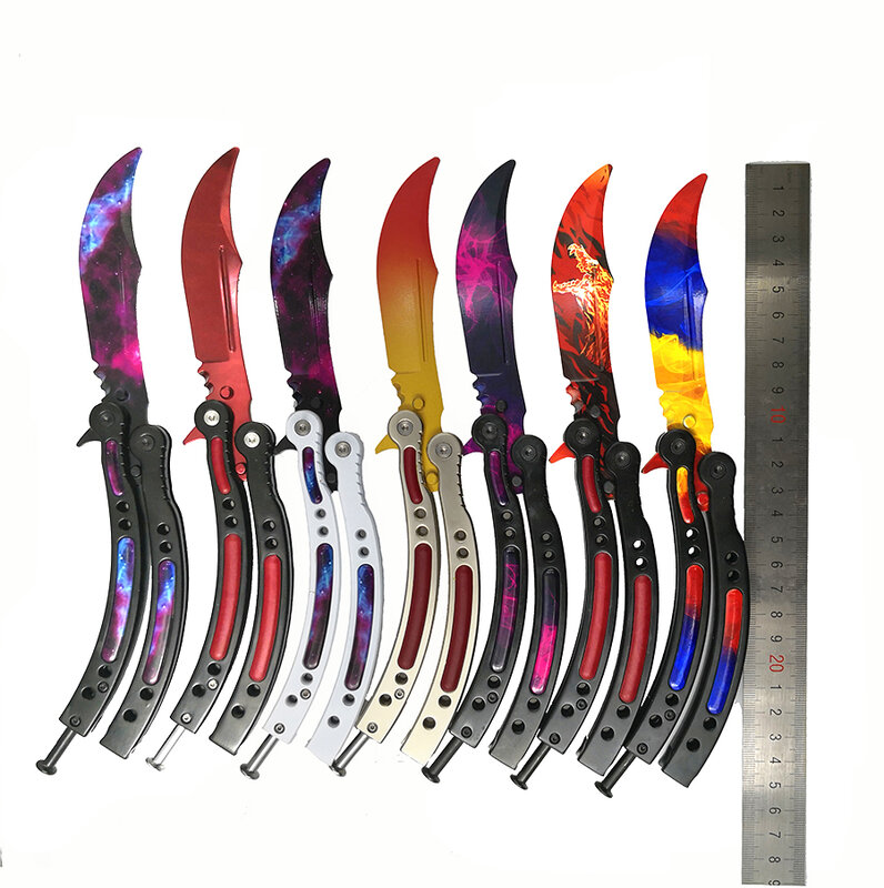 CS الذهاب فراشة في سكين فراشة التدريب سكين الفولاذ المقاوم للصدأ Karambit سكين للفرد شفرة هدية مفك العديد من الأساليب
