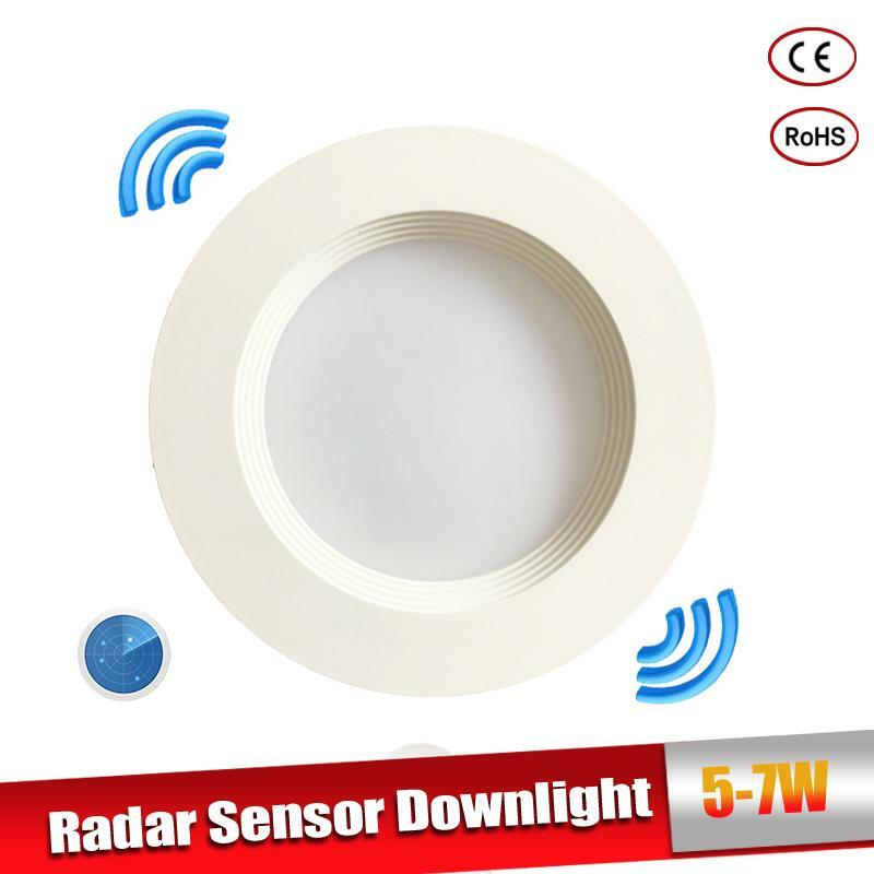 Luz de led com sensor de movimento de radar, 5w 7w, lâmpada embutida redonda, 110/220v, sensor de radar para interior, corredores, corredor, varanda