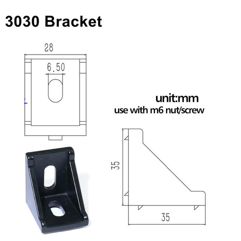 Conector de apertar, conector para 15s 20s 30, ângulo de canto série 1515 2020 e 3030 com suportes de l perfil de extrusão de alumínio do s