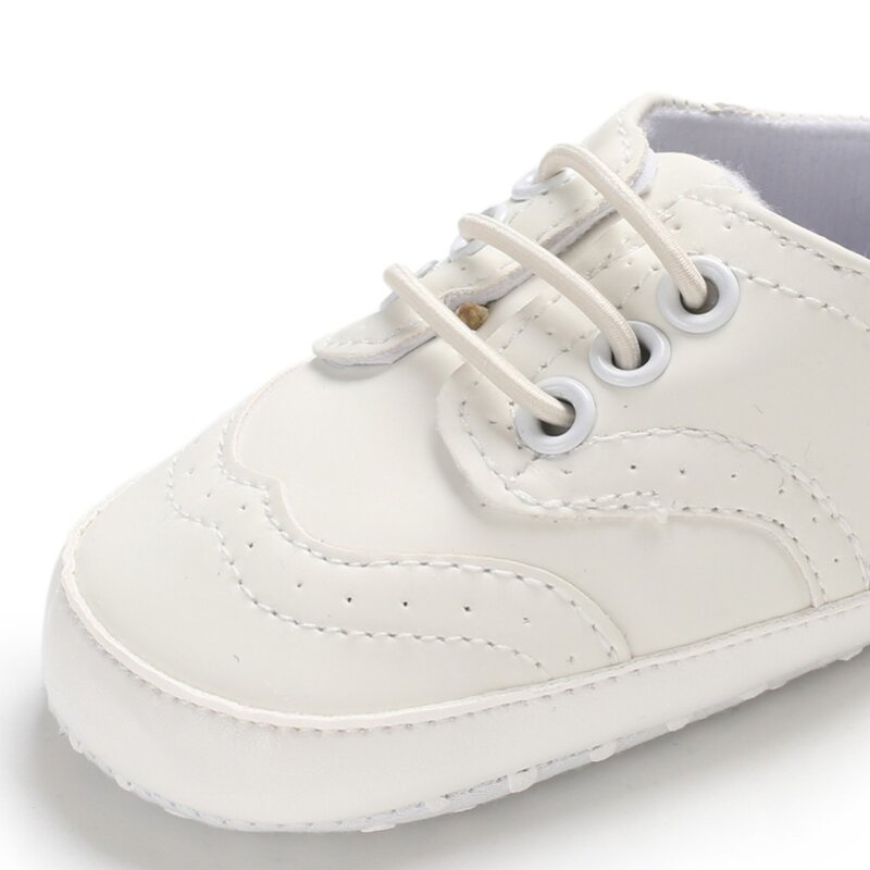 Newborn Baby Spring Classic PU Leather First Walkers Lace-Up Walking Shoes 0-18M