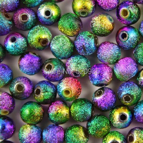 Miçangas espaçadoras de bola redonda em acrílico, mix, dourado, arco-íris, banhado a prata, descobertas 4/6/8/10/12/20mm para fazer jóias