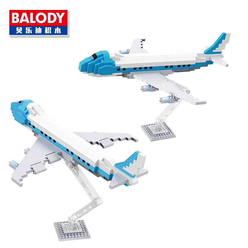 미니 Qute BALODY 만화 항공 회사 선물 비행기 다이아몬드 빌딩 블록 벽돌 액션 피규어 모델 교육 장난감 수집
