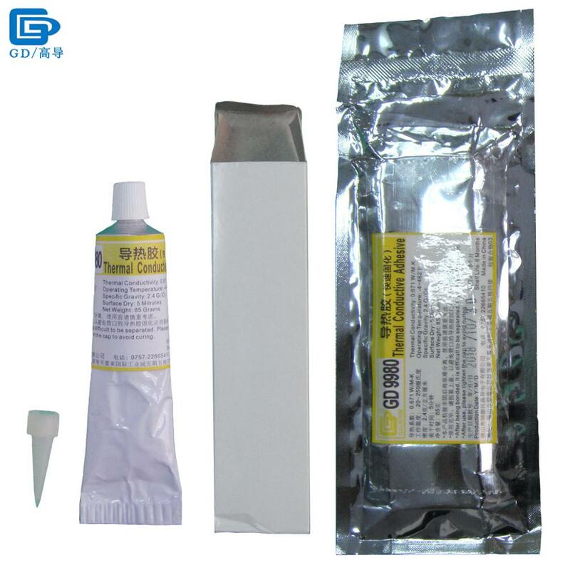 Peso neto de 10/85 gramos, embalaje de tubo suave de aluminio de curado rápido, adhesivo conductor térmico blanco GD9980, pegamento de silicona ST
