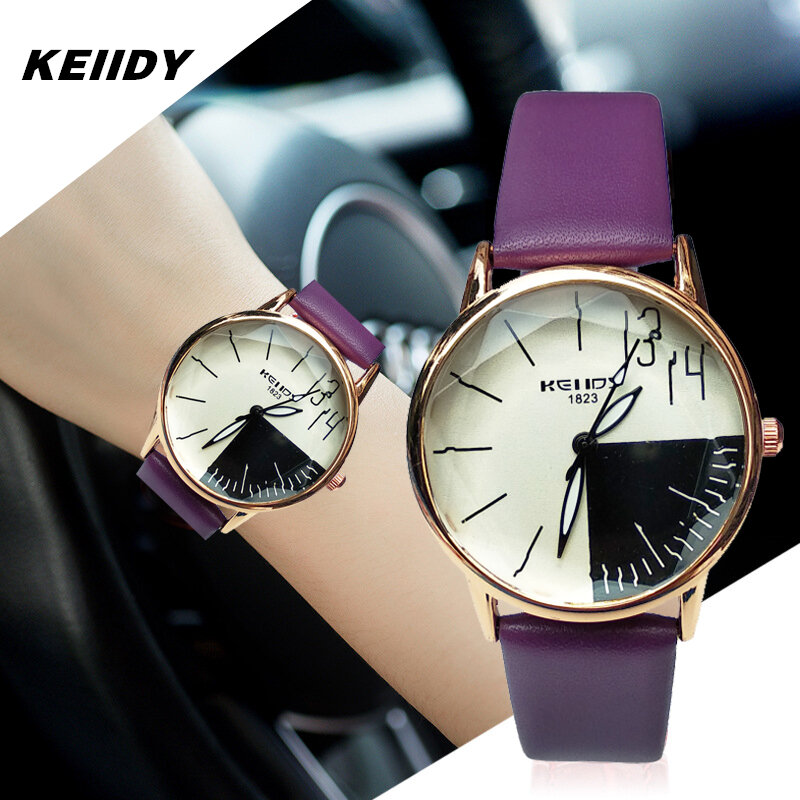 Relógio de couro feminino keiidy, relógio de pulso casual quartzo