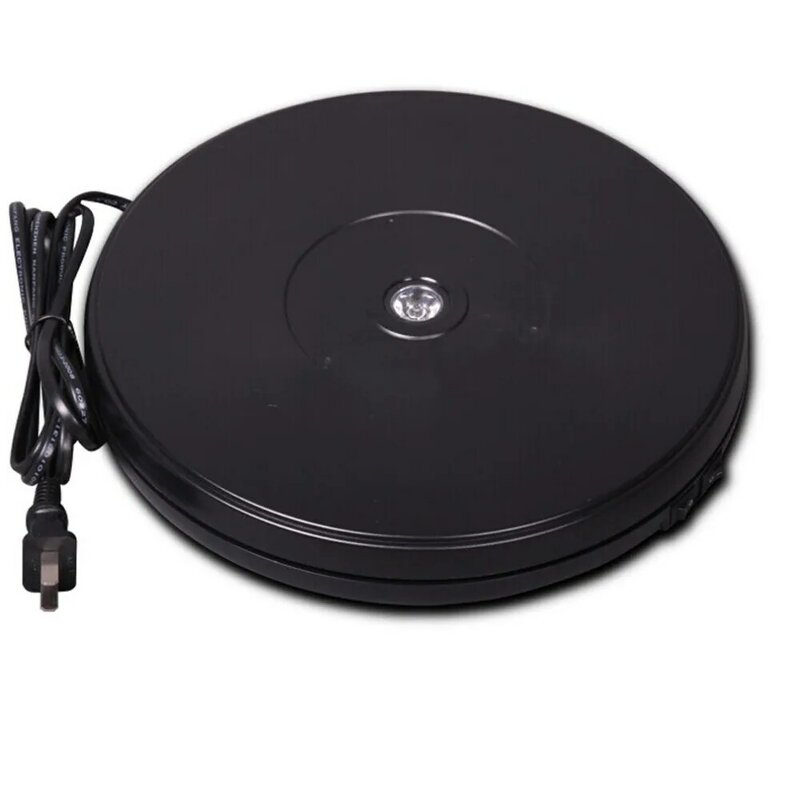25cm Led Light Top Electric Motorized Rotating Rotating Black Turntable Display Stand for Model Jewelry Display Stand 4 kg Video