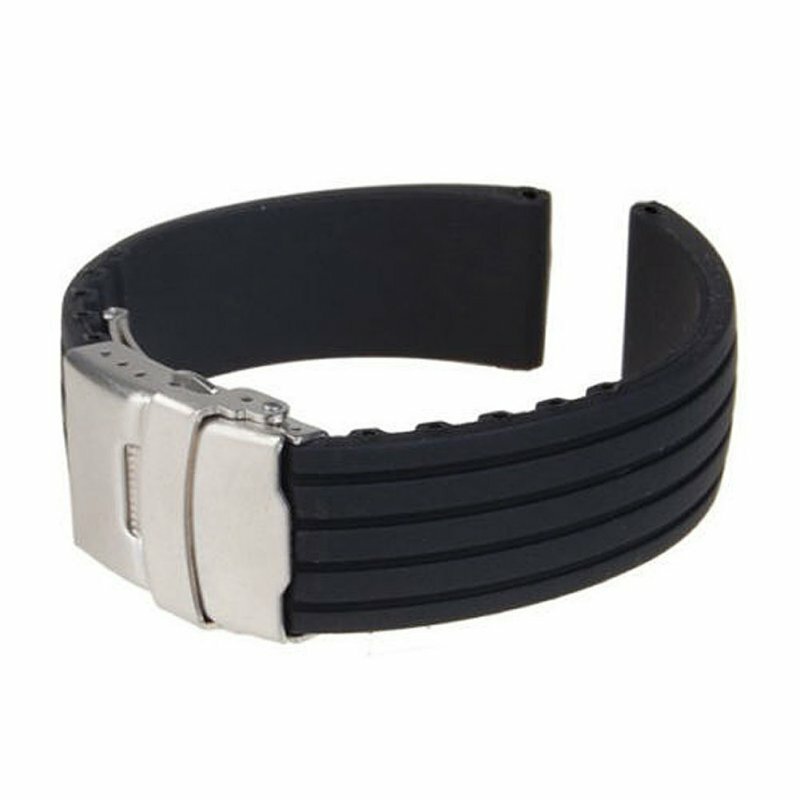 18/ 20/22/24mm reloj hombre Silicone Rubber Watch Strap Deployment Buckle Waterproof Band