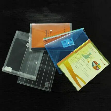 델리 10-12 개/대 파일 투명 A4 플라스틱 스냅 포트폴리오 편지지 학교 및 사무용품 문서 가방