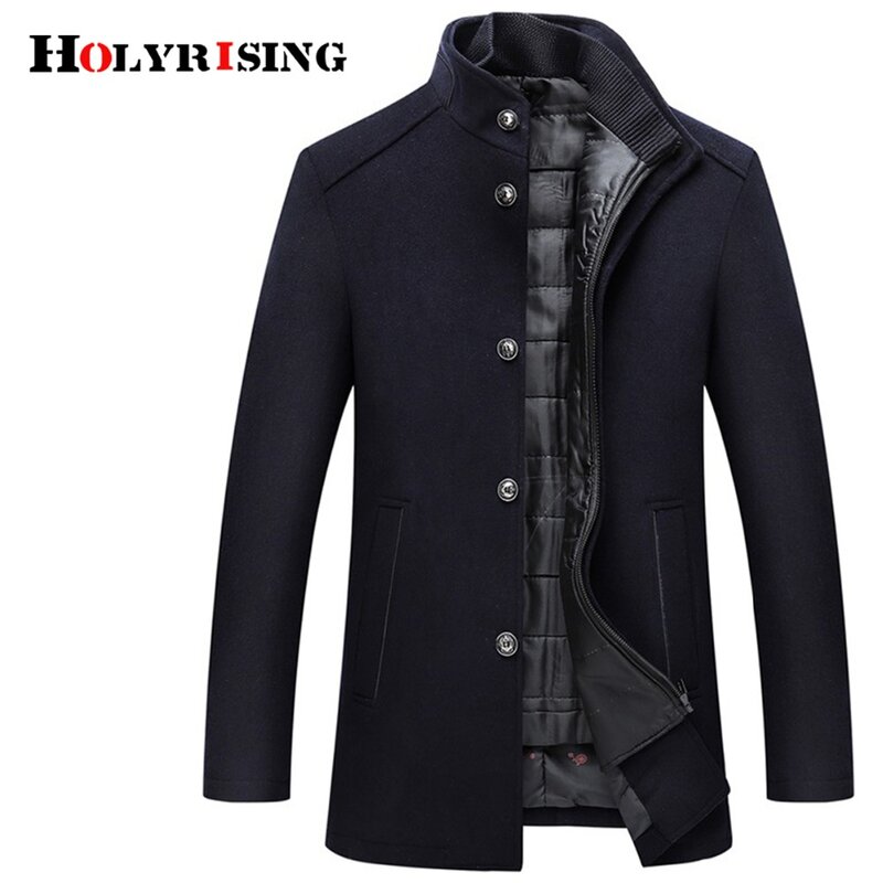Holyrising Wool Coat Men Thick Overcoats Topcoat Mens Single Breasted Coats And Jackets With Adjustable Vest 4 Colours M-3XL