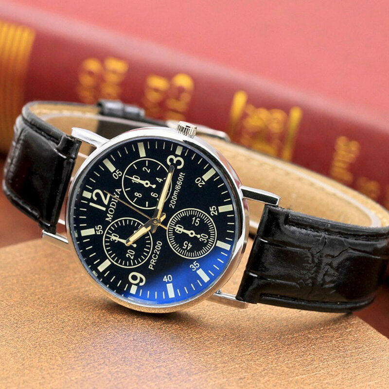 Relógio digital de quartzo masculino, design retrô com seis pinos, pulseira de vidro azul, relógio de luxo da marca superior, a7, 2019