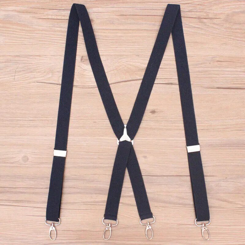 Suspensórios coloridos para homens 2.5cm, calça feminina com suspensórios ajustáveis cinza café preto 2.5*100cm, 4 clipes