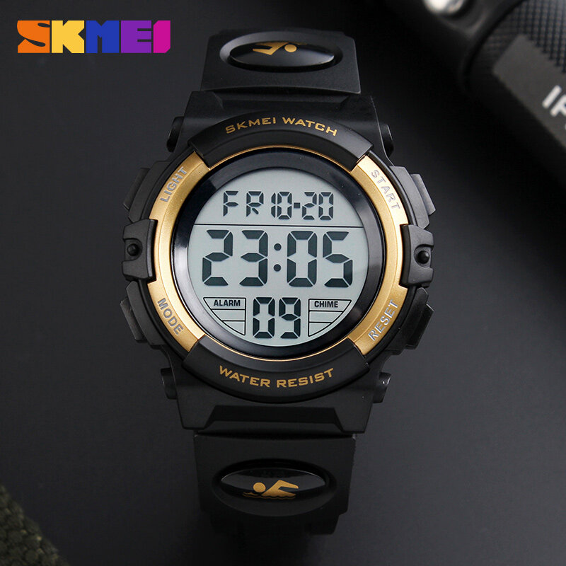 SKMEI Kids cyfrowe zegarki nowy Casual Alarm z wyświetlaczem LED zegar zegarek data tydzień Sport wodoodporny elektroniczny zegarek dla dzieci
