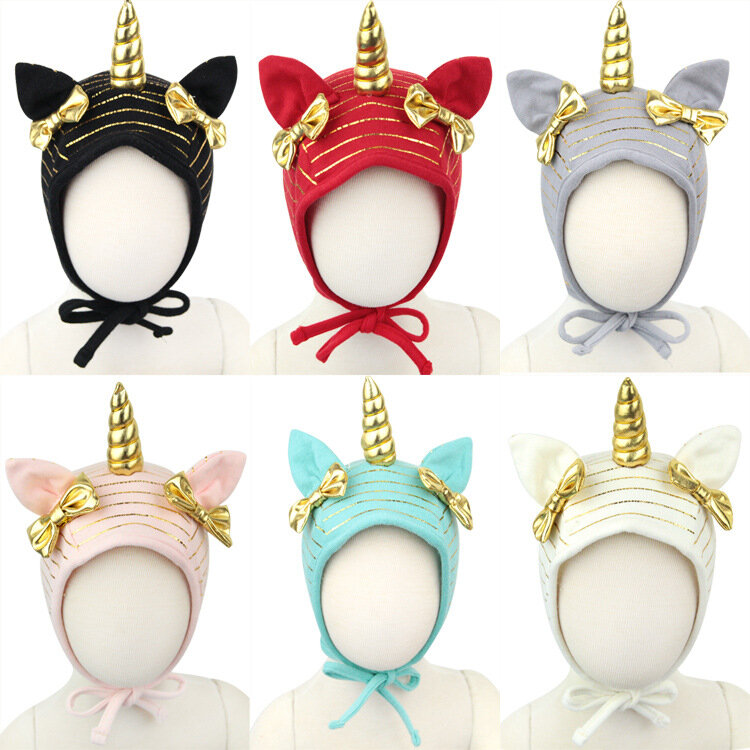 6 Warna Unicorn Topi Anak Bayi Campuran Katun Lembut Beanie Gadis Anak Laki-laki Bayi Hangat Topi Unicorn Topi