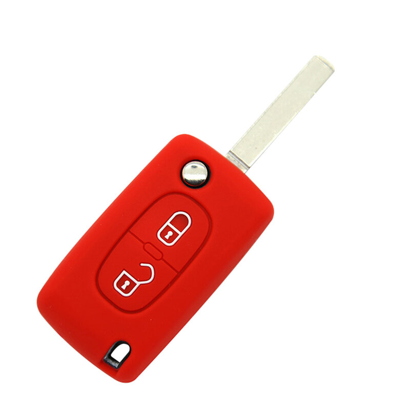 2021 Fashion 2 Buttons Silicone Car Vehicle Remote Key Cover Case for Peugeot Citroen Key Bag car smart key wallet organizer key