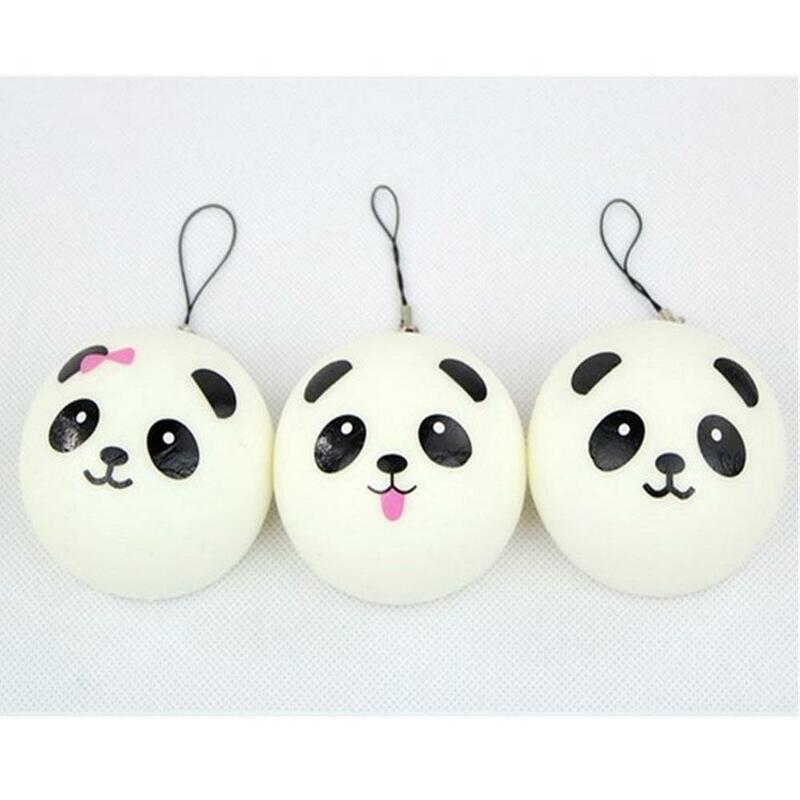 1 pc/4/7/10 cm blando y estrujable Panda bollos de pan bolsa de correa del teléfono celular Animal lindo Panda encanto al azar del teléfono del patrón de bolsa correas