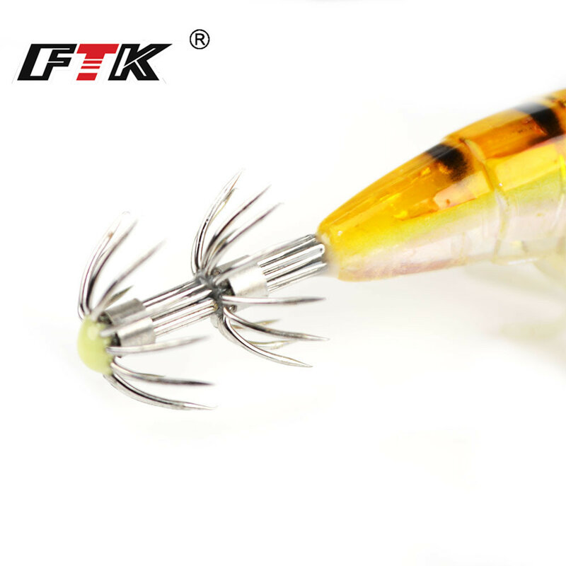 FTK – leurre méné phosphorescent avec hameçon, appât artificiel idéal pour la pêche à la crevette, 6 couleurs disponibles, 3.0/3.5g, 1 pièce