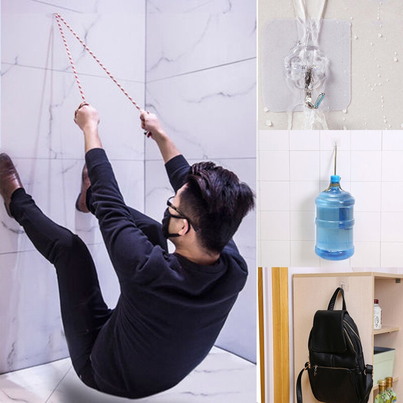 10 Pcs Strong Home Kitchen Hooks Transparent Suction Cup Sucker Wall Hanger For Kitchen Bathroom Bearing 20KG Hooks & Rails