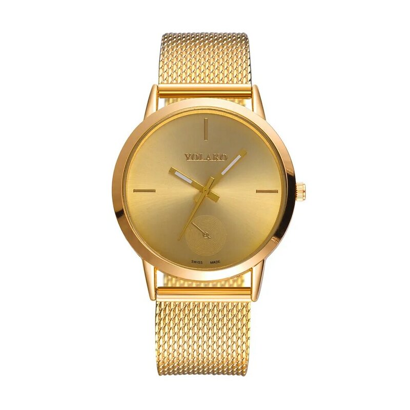 Relojes de pulsera de cuarzo de malla dorada para mujer, relojes deportivos de lujo a la moda para mujer y Niña